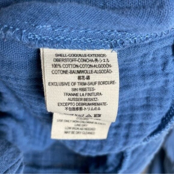 Free People Sunstreaks Gauze Blue Tie Front Shirt Top M - Picture 7 of 8
